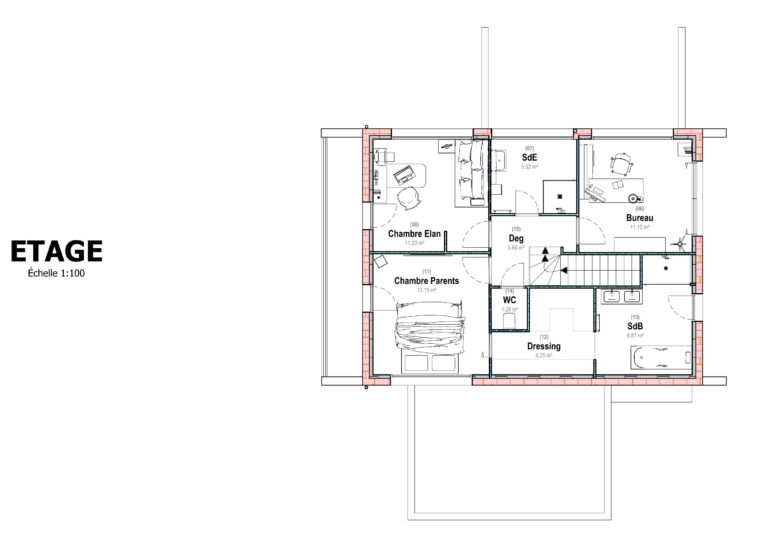 Avant-projet contemporain – Plan étage